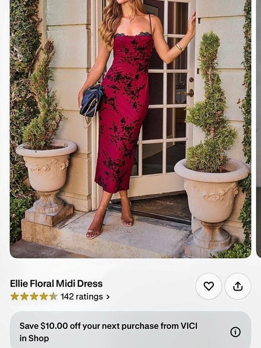 NWT VICI Ellie Floral Midi Dress Floral Midi Dress in Red & Black Size Small Lik
